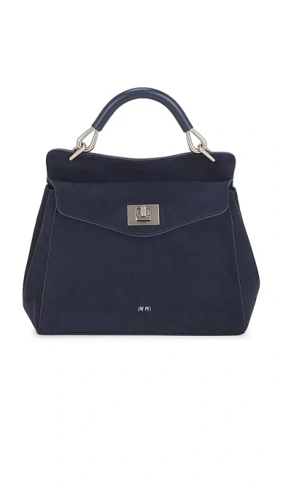 Jw Pei Lucia Classic Faux Suede Top Handle Bag In Navy Blue