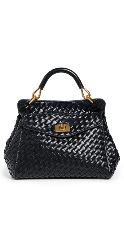 Jw Pei Lucia Classic Top Handle Woven Bag Black