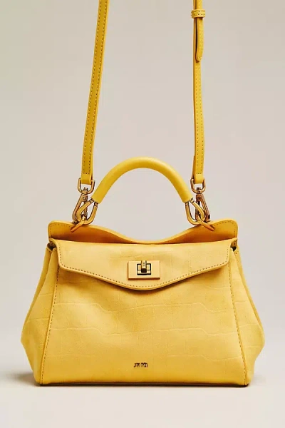 Jw Pei Lucia Croc-embossed Faux Suede Top Handle Bag In Yellow