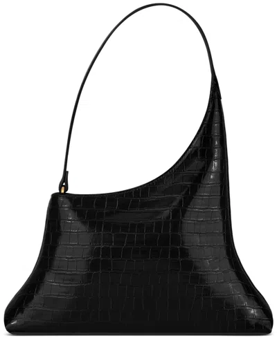 Jw Pei Lyra Embossed Pattern Small Shoulder Handbag In Black Croc