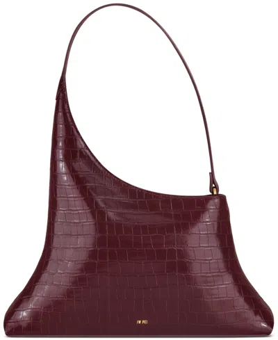 Jw Pei Lyra Embossed Pattern Small Shoulder Handbag In Burgundy Croc