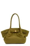 Jw Pei Medium Hana Faux Suede Tote In Dark Olive