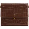 Jw Pei Mini Flap Croc Embossed Faux Leather Crossbody Bag In Umber