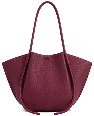 Jw Pei Nala Wide Suede Fabric Large Tote Handbag In Burgundy