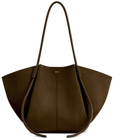 Jw Pei Nala Wide Suede Fabric Large Tote Handbag In Mocha Brown