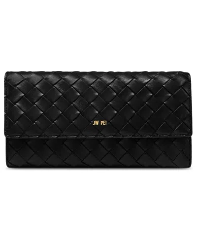 Jw Pei Pebbled Gold-tone Hardware Wallet In Black