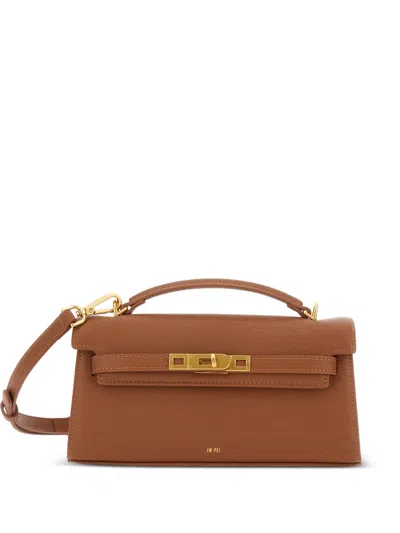 Jw Pei Small Noor Pebbled-texture Turn-lock Tote Bag In Brown