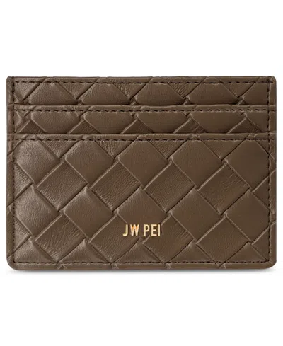 Jw Pei Woven Textured Card Holder In Dark Brown
