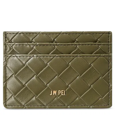 Jw Pei Woven Textured Card Holder In Olive Green