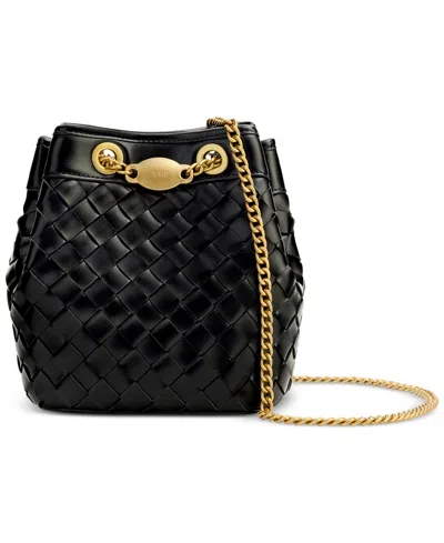 Jw Pei Yara Plain Weave Mini Bucket Handbag In Black