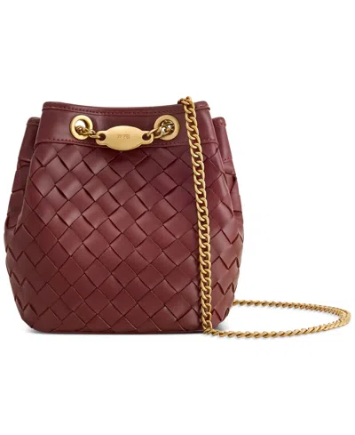 Jw Pei Yara Plain Weave Mini Bucket Handbag In Burgundy