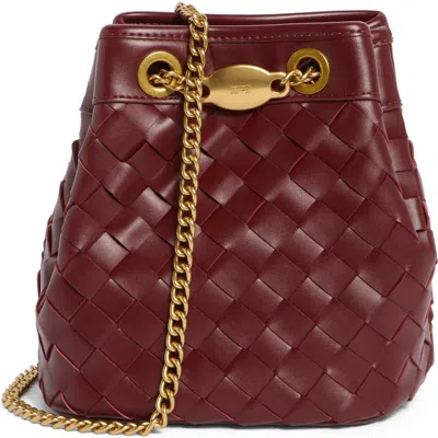 Jw Pei Yara Woven Faux Leather Bucket Bag In Burgundy