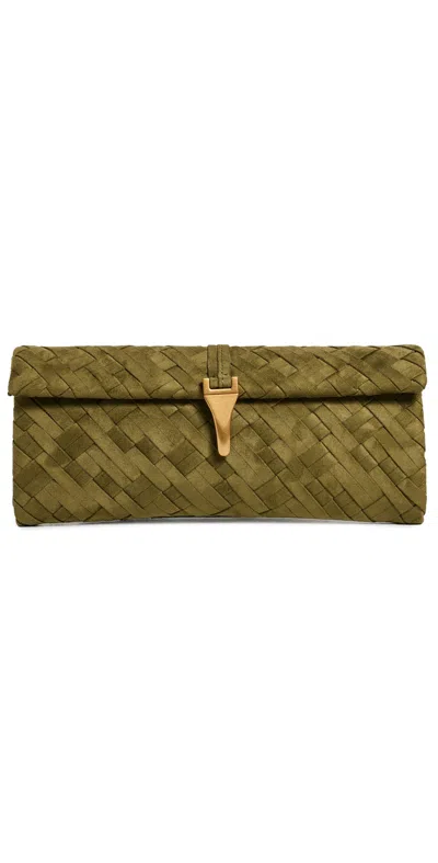 Jw Pei Zaria Woven Clutch Dark Olive In Green