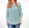 K & C Clothing Dot Flower Pattern Top In Blue/green
