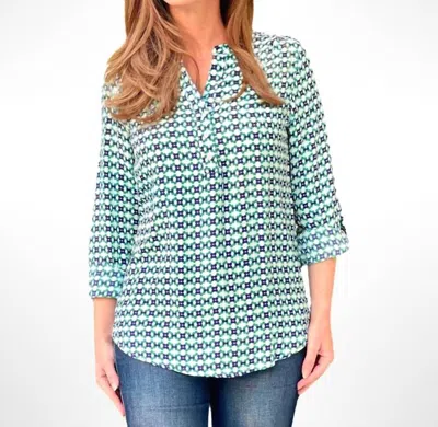 K & C Clothing Dot Flower Pattern Top In Blue/green