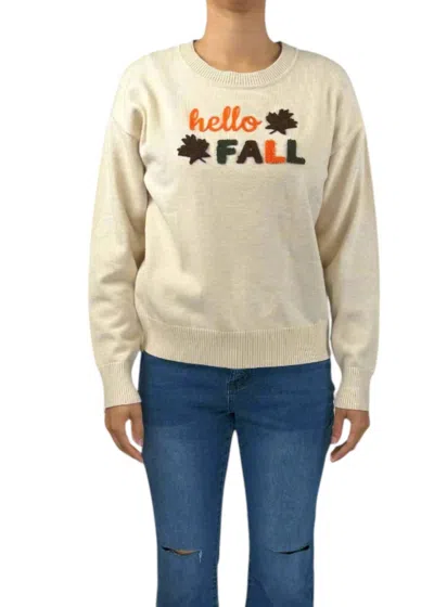 K & C Clothing Hello Fall Sweater In Beige In White