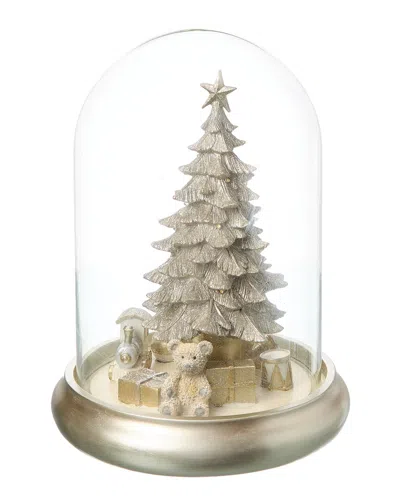 K & K Interiors 12.5in Glass Dome With Glittered Resin Led Lights
