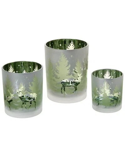 K & K Interiors Christmas Tree Candle Holder In Green