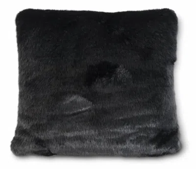 K & K Interiors Faux Fur Pillow In Black