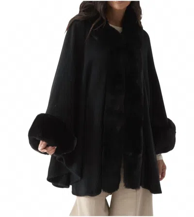 K & K Interiors Faux Fur Sleeves Cape In Black