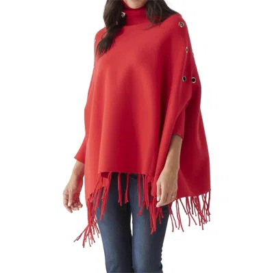 K & K Interiors Turtleneck Ponchos With Sleeves In Red