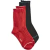 K. Bell Socks K Bell Socks Assorted 2-pack Scalloped Rib Crew Socks In Red
