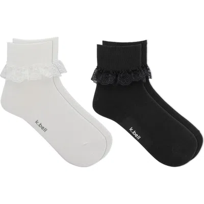 K. Bell Socks K Bell Socks Assorted 2-pack Lace Trim Quarter Socks In Multi