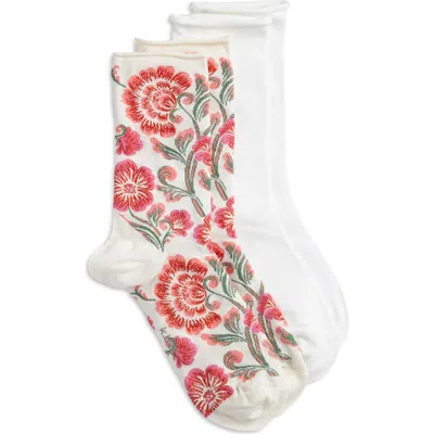 K. Bell Socks K Bell Socks Romantic Assorted 2-pack Crew Socks In White Assort
