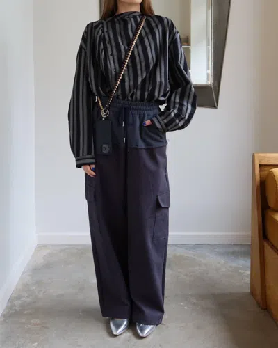 K-fashion Asymmetrical Button Down Blouse In Black