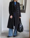 K-fashion Contrast Stitch Tailored Trench Coat In Black In Black