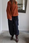 K-fashion Oversized Ribbed Mock Neck Sweater In Rust In Multi