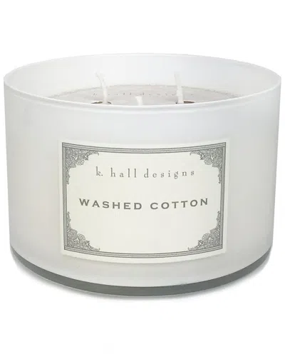 K. Hall Designs Washed Cotton White Glass Candle