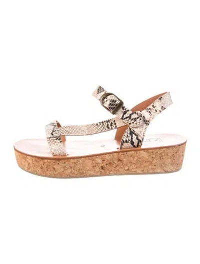 Pre-owned K Jacques St. Tropez Leather Animal Print Sandals In Neutral