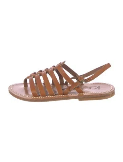 Pre-owned K Jacques St. Tropez Leather Cutout Accent Sandals