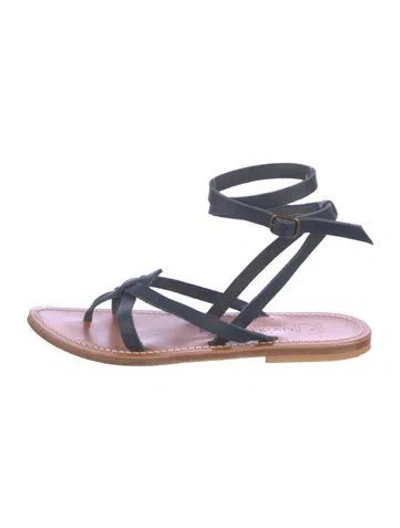 Pre-owned K Jacques St. Tropez Leather Gladiator Sandals In Blue
