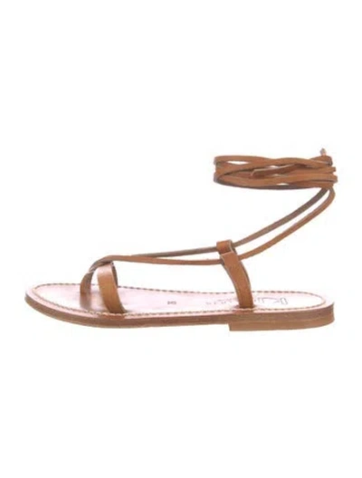 Pre-owned K Jacques St. Tropez Leather Gladiator Sandals In Brown