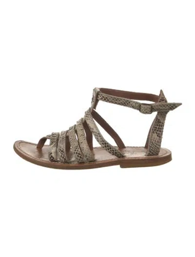 Pre-owned K Jacques St. Tropez Leather Gladiator Sandals In Brown