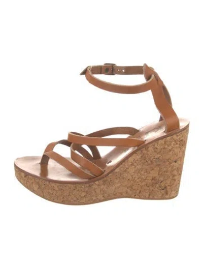 Pre-owned K Jacques St. Tropez Leather Gladiator Sandals In Brown