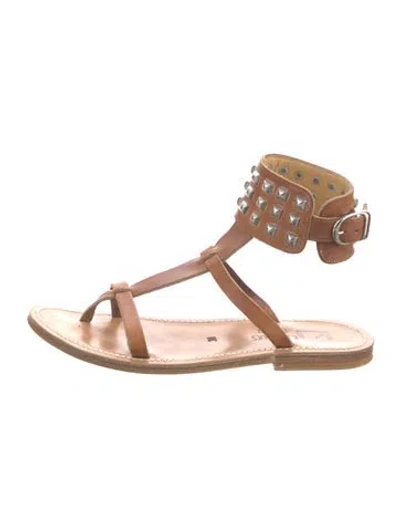 Pre-owned K Jacques St. Tropez Leather Gladiator Sandals In Neutral
