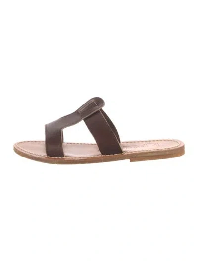 Pre-owned K Jacques St. Tropez Leather Slides In Brown