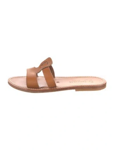 Pre-owned K Jacques St. Tropez Leather Slides In Brown