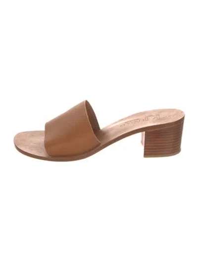Pre-owned K Jacques St. Tropez Leather Slides In Neutral