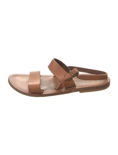 Pre-owned K Jacques St. Tropez Leather Slides In Neutral