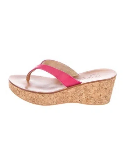 Pre-owned K Jacques St. Tropez Leather Slides In Pink