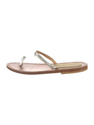 Pre-owned K Jacques St. Tropez Leather Slides In Silver