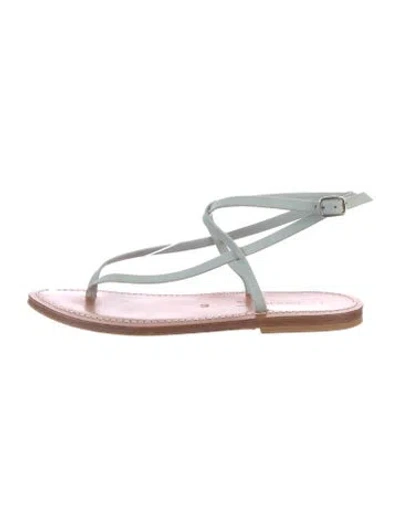 Pre-owned K Jacques St. Tropez Leather T-strap Sandals In Blue