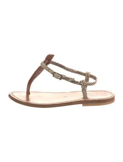 Pre-owned K Jacques St. Tropez Leather T-strap Sandals In Neutral