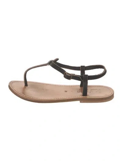 Pre-owned K Jacques St. Tropez Leather T-strap Sandals In Neutral