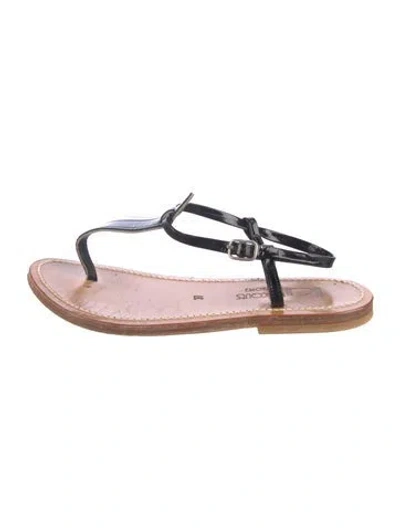 Pre-owned K Jacques St. Tropez Patent Leather T-strap Sandals In Pink