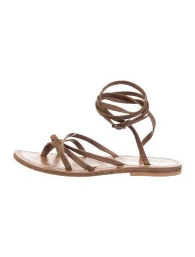 Pre-owned K Jacques St. Tropez Suede Gladiator Sandals In Transparent